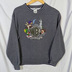Warner Brothers Studio Sweatshirt, Embroidered, Cotton Blend,‎ 2000's, Med